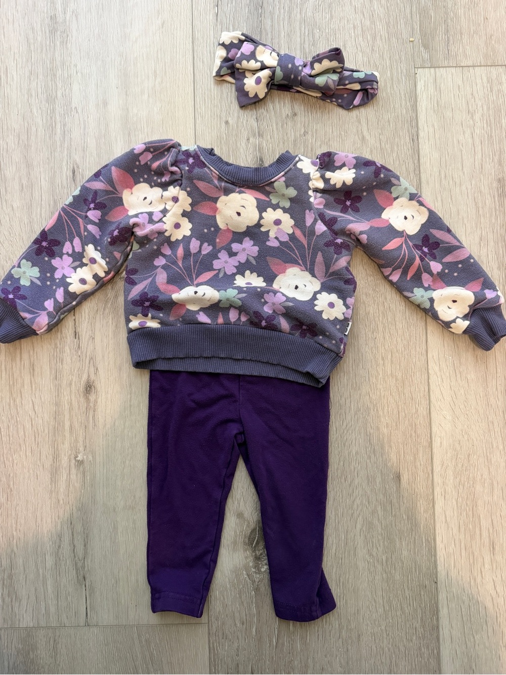 Little Sleepies Sugar Plum Floral Crewneck Set - 3-6 months